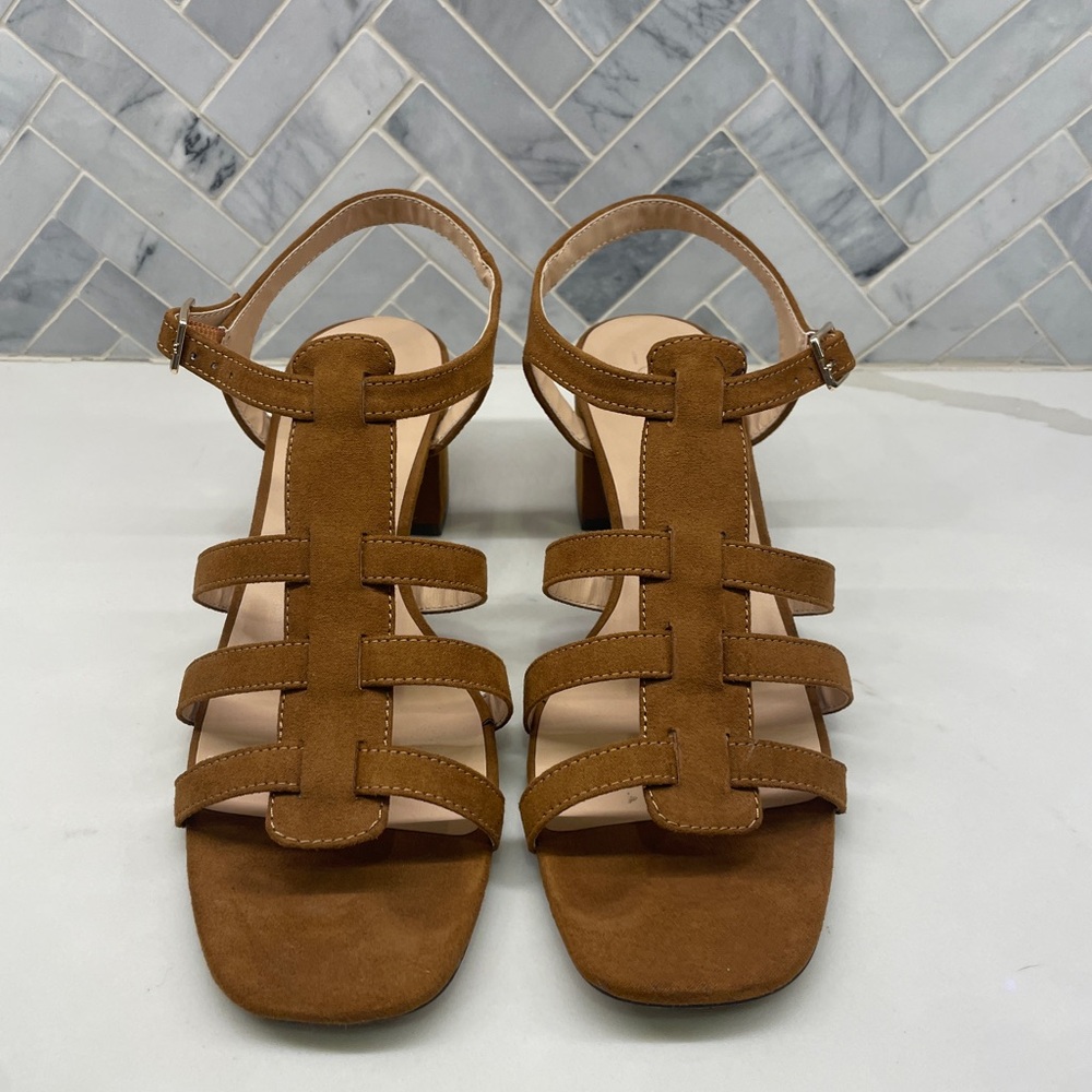 LOFT Tan Strappy Suede Sandals